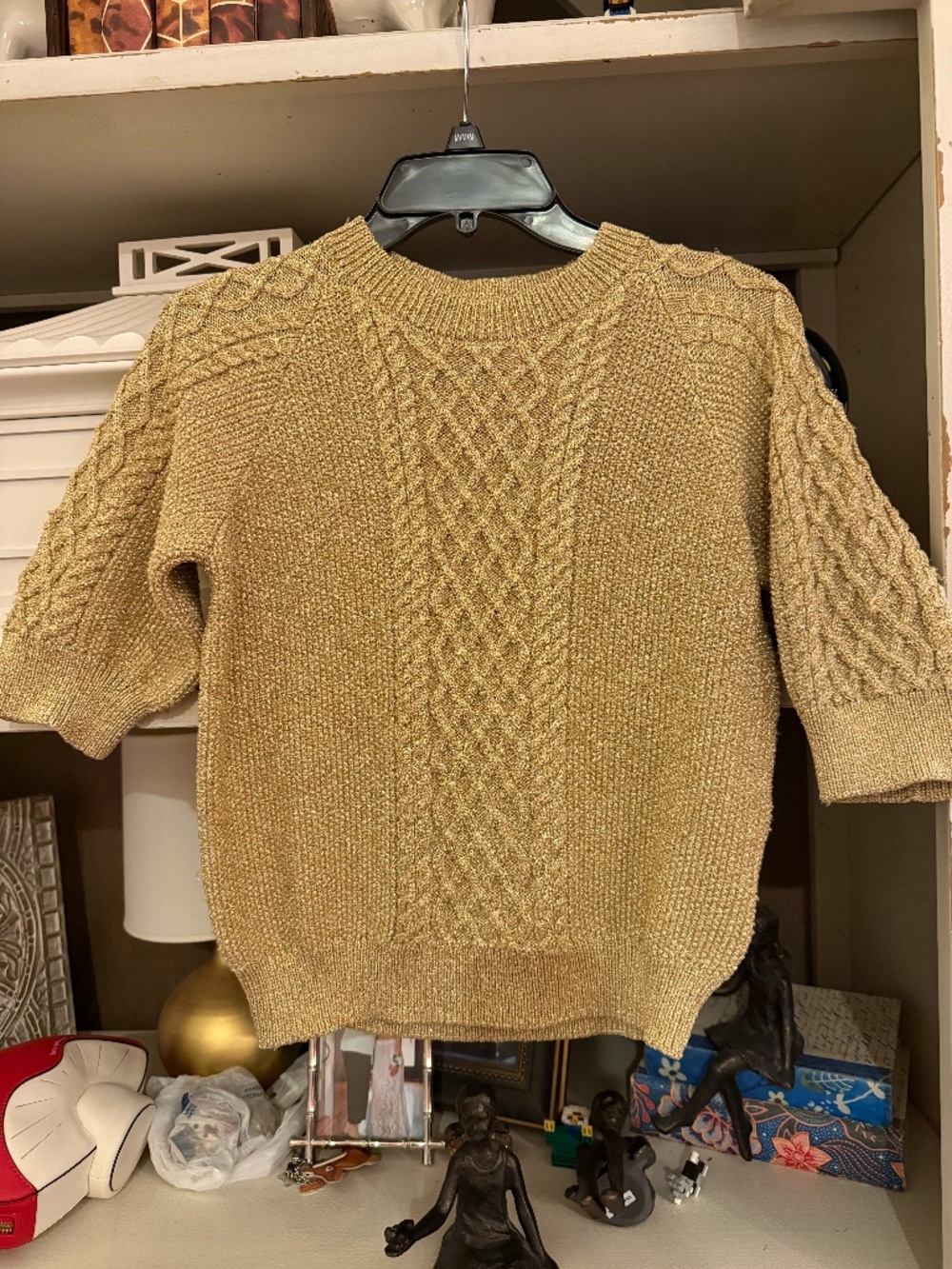 Mestiza New ork Enya sweater metallic lurex yarn gold XL - Picture 10 of 10